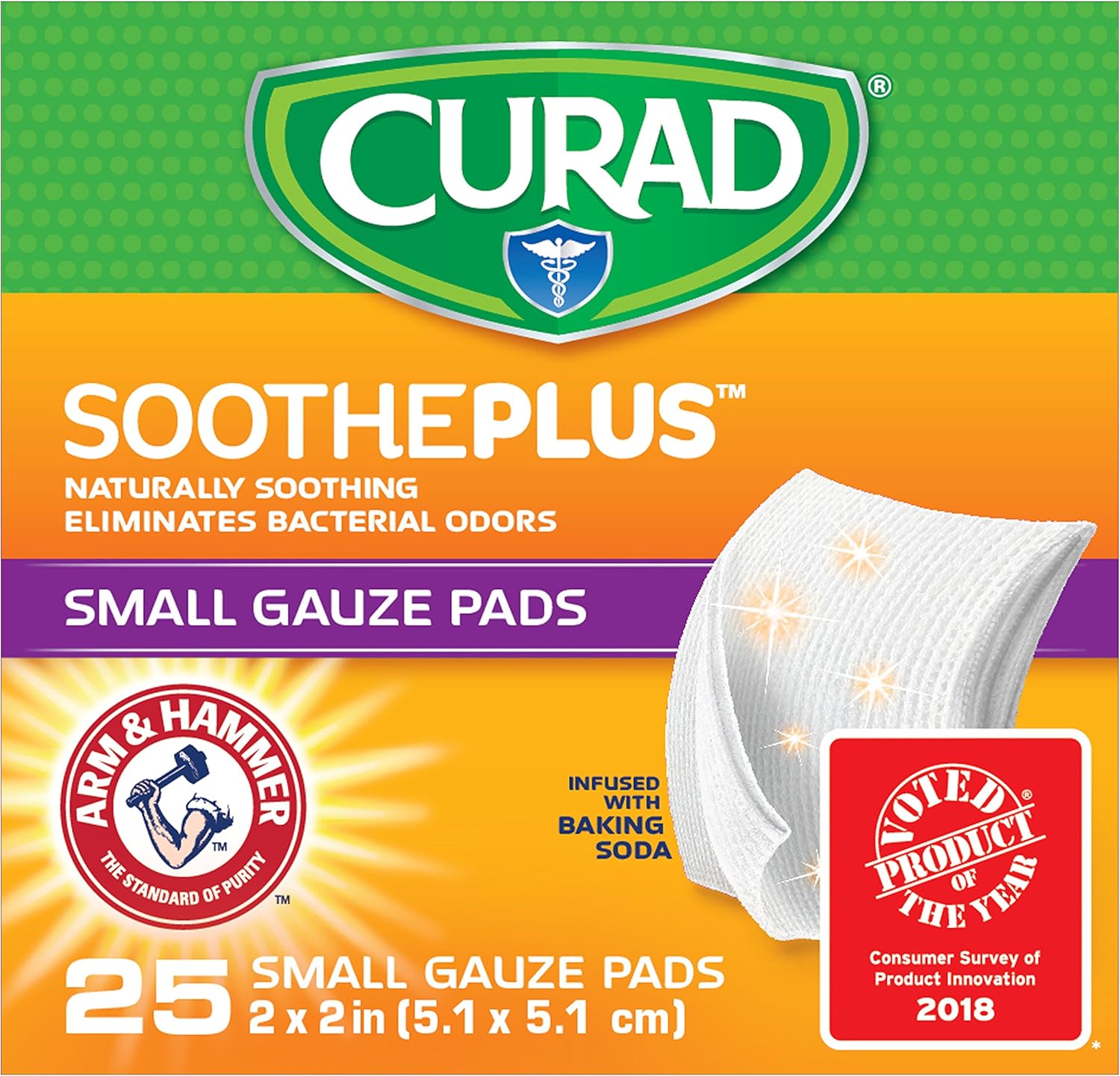 CURAD SOOTHEPLUS Small Gauze Pads, 25 count: Health & Personal Care
