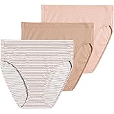 Jockey Women's Underwear Elance Breathe French Cut - 3 Pack, Whisper Stripe/Sheer Peach/Light, 7