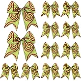 Jetec 12 Pcs Red Green Christmas Bows Decoration 6 Inch Large Christmas Wreaths Bows Xmas Tree Dot Ribbons Ornaments for Garland Wedding Party(Red and Green,Swirl Pattern)