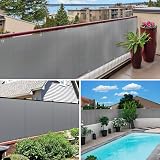 VOUNOT Balcony Privacy Screen 90x600cm HDPE Grey Wind UV Weatherproof Cover view 5
