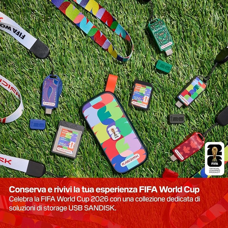 Unità flash USB-C FIFA World Cup 2026 Global Edition da 64 GB (velocità di trasferimento fino a 300 MB/s, l'app SANDISK Memory Zone)