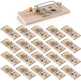 Mysora 20 Pack Wooden Mouse Traps, Humane Rat Trap with Metal Pedal | Sturdy Wood Base, Heavy Duty Reusable Mousetraps for Fast Capture of Mice, Rats &amp; Rodents, Safe for Indoor &amp; Outdoor Use