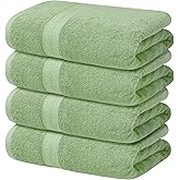 Avalon Towels Green Bath Towels Set of 4 pcs (27x54 inches), 100% Cotton Towel Absorbent and Quick Dry Green Bath Towels for Bathroom, Super Soft and Perfect for Daily Use