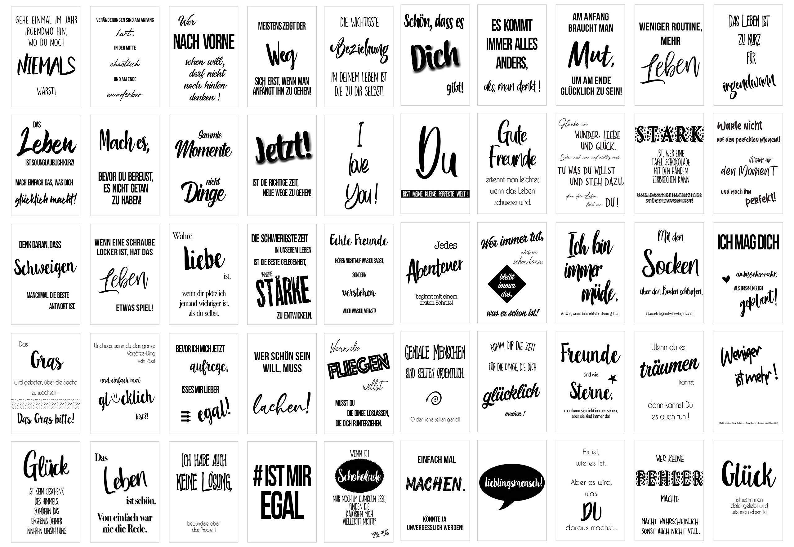 Edition Seidel Set of 50 Postcards Life & Moments with Sayings - Cards with Saying - Gift - Decoration Idea, Love, Friend, Life, Motivation, Birthday Cards Postcard