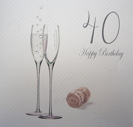 Amazon Co Jp ホワイトコットンカード シャンパンフルート 40 Happy Birthday ハンドメイド 40歳の誕生日カード Computers Peripherals