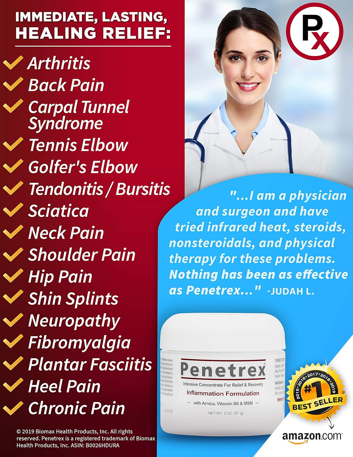 Penetrex Pain Relief Therapy [2 Oz] – Trusted by 2 Million+ Sufferers Since 2009. (for Your Back, Neck, Knee, Shoulder, Foot, etc) Safe to use with Arthritis Gloves, Back Massagers, Knee Braces, etc.: Health & Personal Care