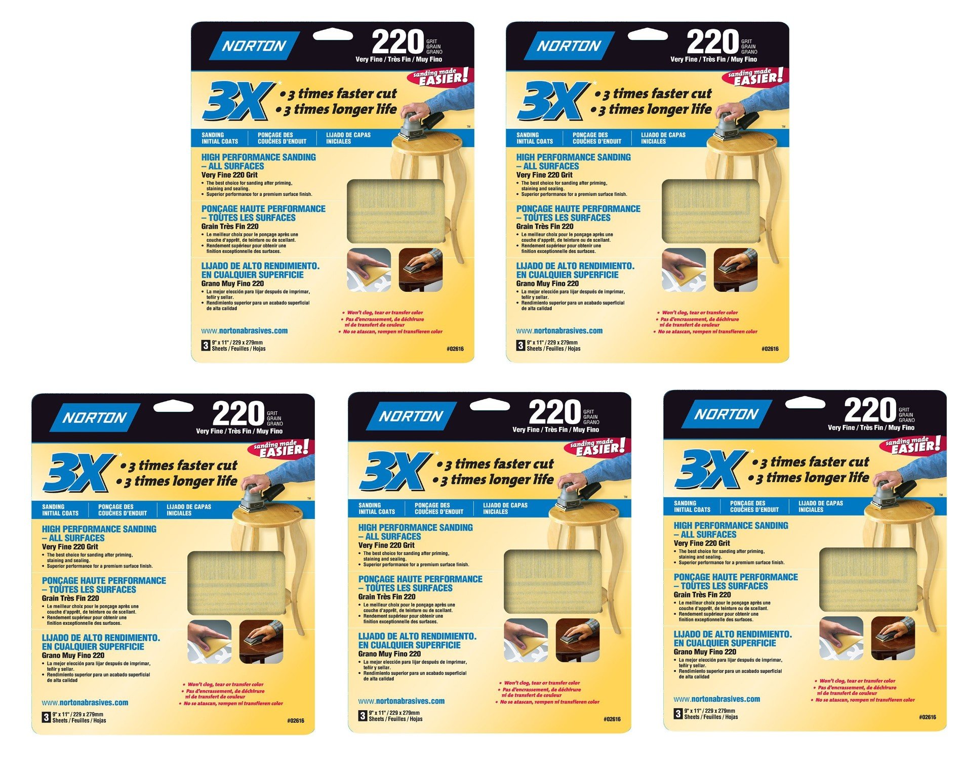 Norton 02616 3X Handy Aluminum-Oxide Sandpaper 220