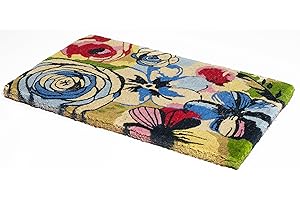 Fab Habitat Extra Thick Doormat - Handwoven, Durable - Natural Coir - Entryway, Front Door, Porch, Patio - Watercolor Floral Multicolor (24" x 36" Thick)