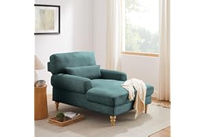 Condemo Modern Chaise Lounge Chair with Adjustable Backrest, Upholstered Indoor Leisure Sofa Recliner, Chair Sleeper for Bedroom, Living Room, Study Room, Office, Pine Green