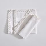 FINGERCRAFT 100% Cotton Dinner Cloth Napkins, 12 Pack, 12x12, Lace White view 3
