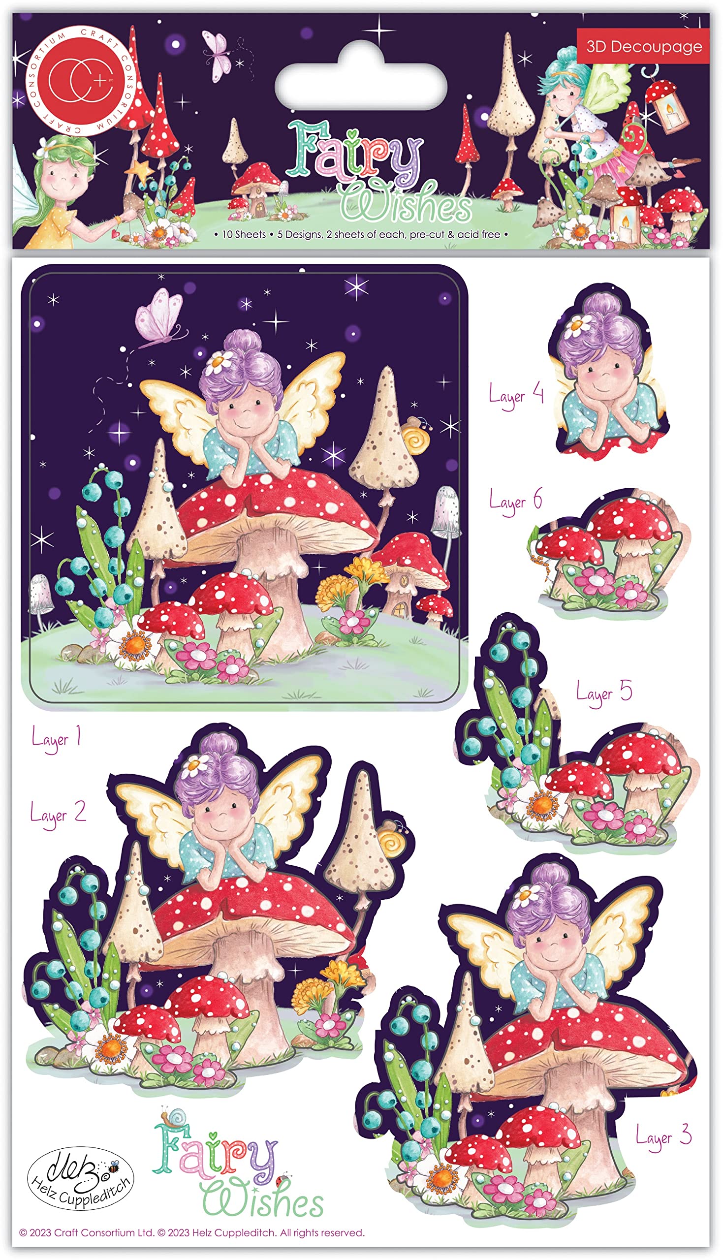 Craft Consortium 3D Decoupage Pack 10/Pkg-Fairy Wishes