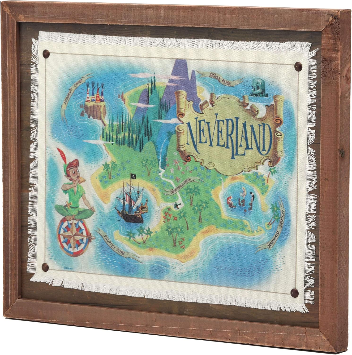 Amazon Co Jp Open Road Brands ディズニー ピーターパン ネバーランド 地図 フレーム付き 木製壁装飾 Generic