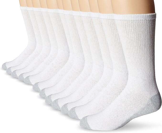 Hanes Men's 12-Pack FreshIQ Odor Control Protection Crew Socks