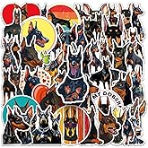 OTYSLIU Doberman Sticker Set - 50 Pcs Puppy Decals, Cute Dog Stickers for Bowls, Doghouse & Books - Waterproof