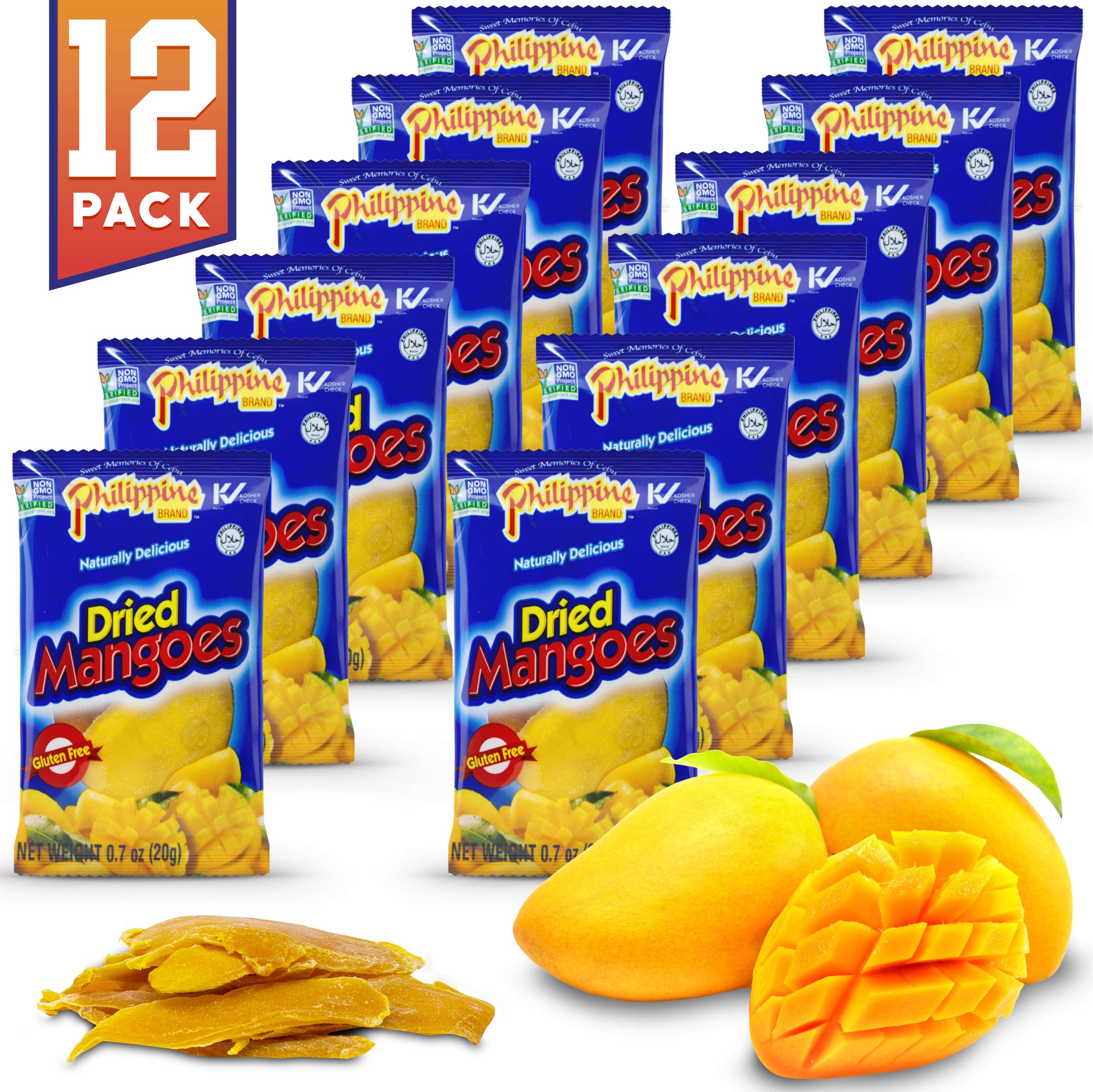 Philippine Brand Dried Mangoes Fruit Snacks {12 PACK} All Naturally