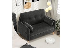 Hanherry Loveseat Sofa, 47” Small Couch for Living Room, Comfy Chenille Fabric Love Seat for Bedroom with Throw Pillow,Removable Cushion Cover,Couches for Small Space,Apartment,Dorm