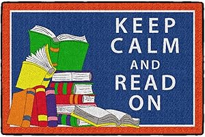 Flagship Carpets - Keep Calm & Read On Area Rug for Children's Classroom, Kid's Bedroom, Teacher's Space and at Home Family Living or Play Room, 2' x 3', Red&Blue