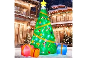 Joiedomi Christmas Inflatables Tree Decoration, Lighted Giant Christmas Tree with Build-in Projection Blow Up Self-Inflatables for Xmas Party Indoor, Outdoor, Yard, Garden, Lawn Décor