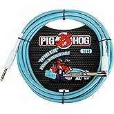 Pig Hog PCH10DBR 1/4" to 1/4" Right-Angle Daphne Blue Guitar Instrument Cable, 10 Feet
