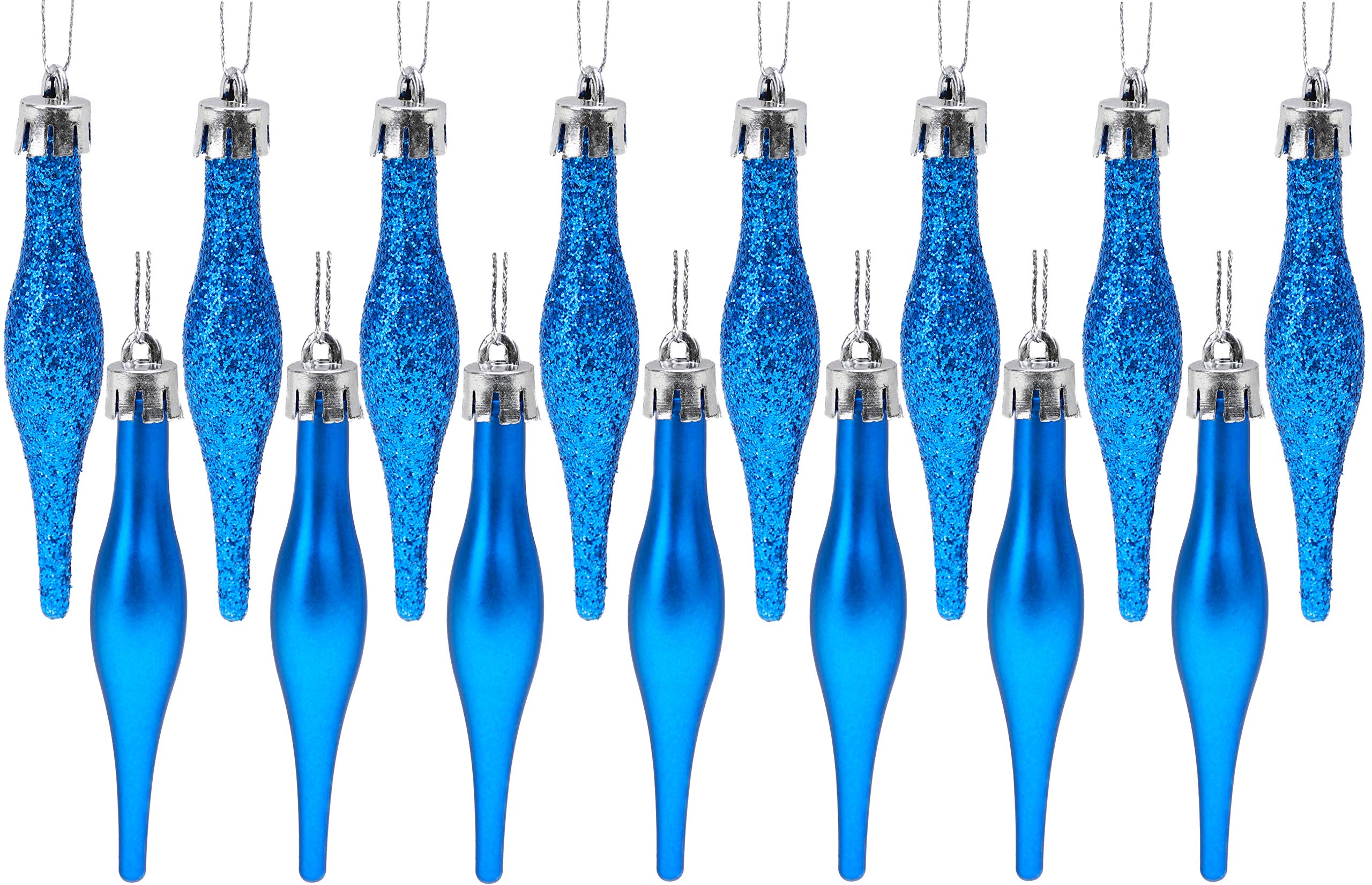 Christmas Concepts® Pack Of 15-8.5cm, 85mm (3.4") Droplet Baubles - Matte & Glitter Design - Christmas Baubles (Royal Blue)