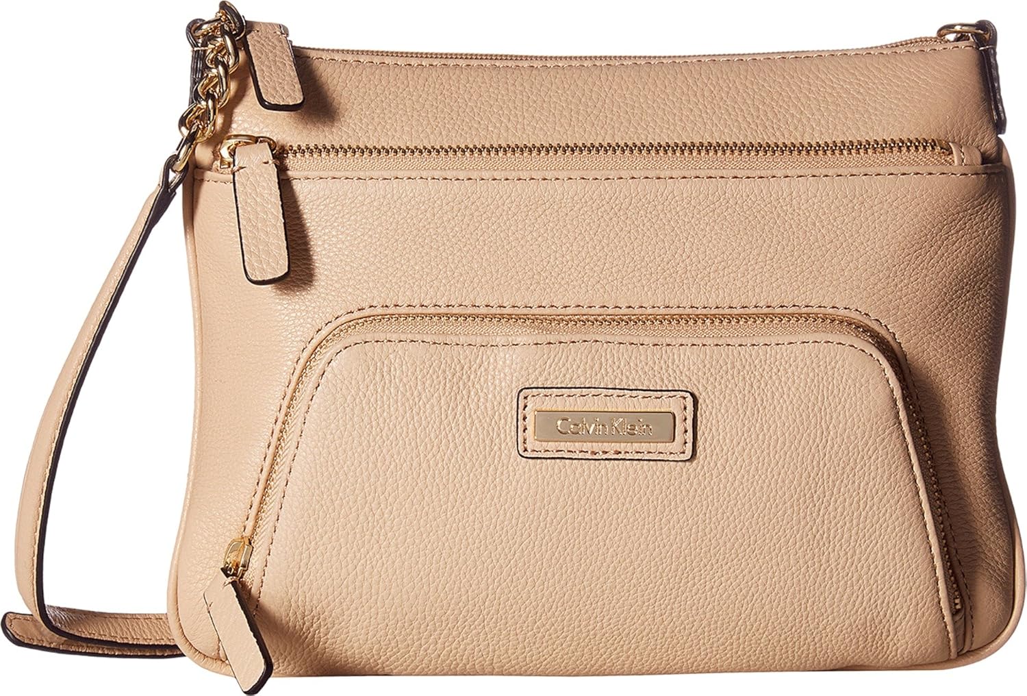 Calvin Klein Womens Key Item Pebble Leather Crossbody Handbags