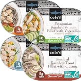 COLE&rsquo;S Open &amp; Eat Meals Variety Pack | 5.6 oz Hand-Packed Smoked Salmon &amp; Trout with Quinoa &amp; Vegetables | Ready to Eat Meals | High Protein, 4 Cans