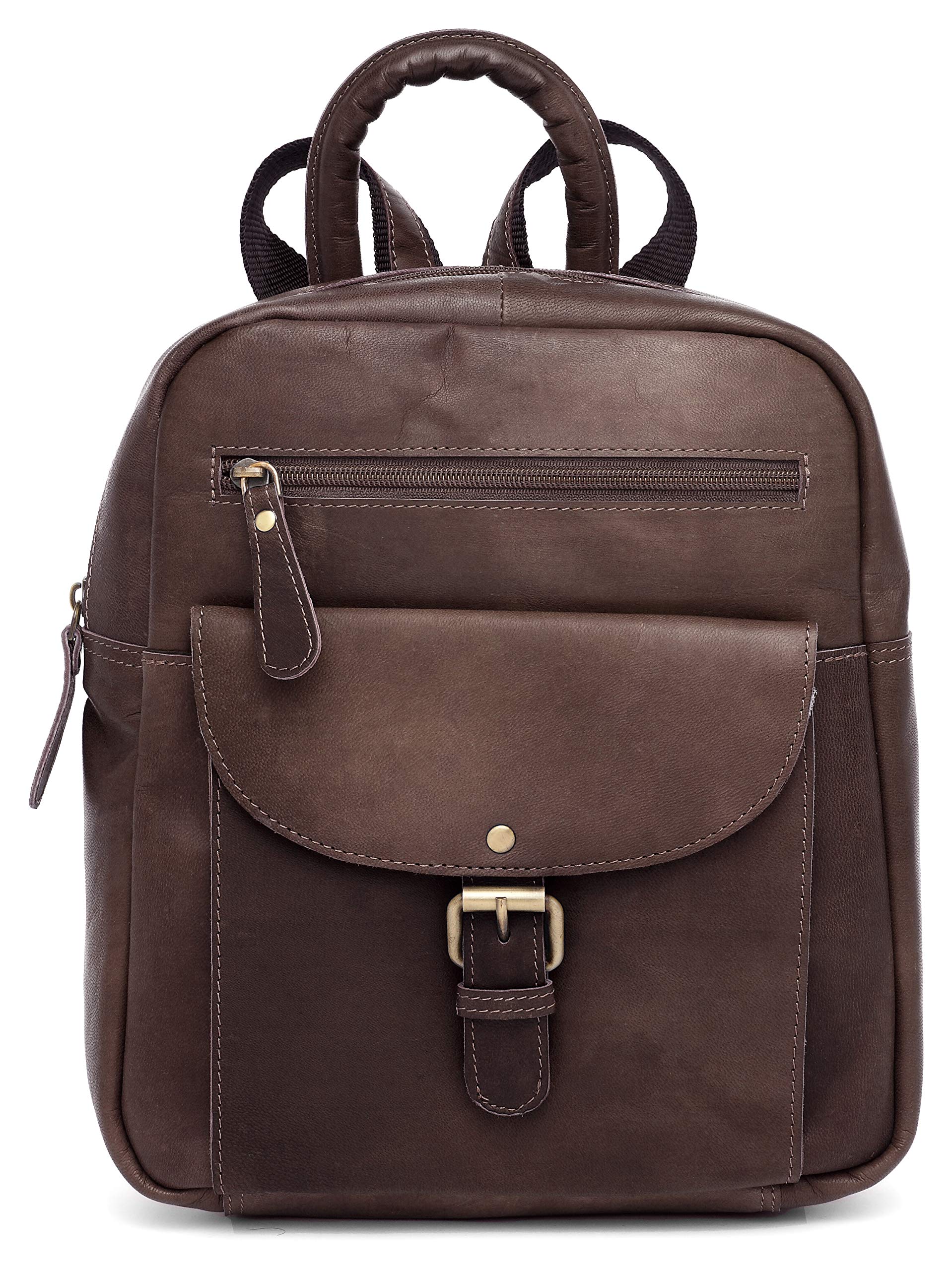 J. Wilson London Ladies Backpack Leather Backpack for Women Girls Schoolbag Casual Daypack School Bag Satchel (Vintage Brown)