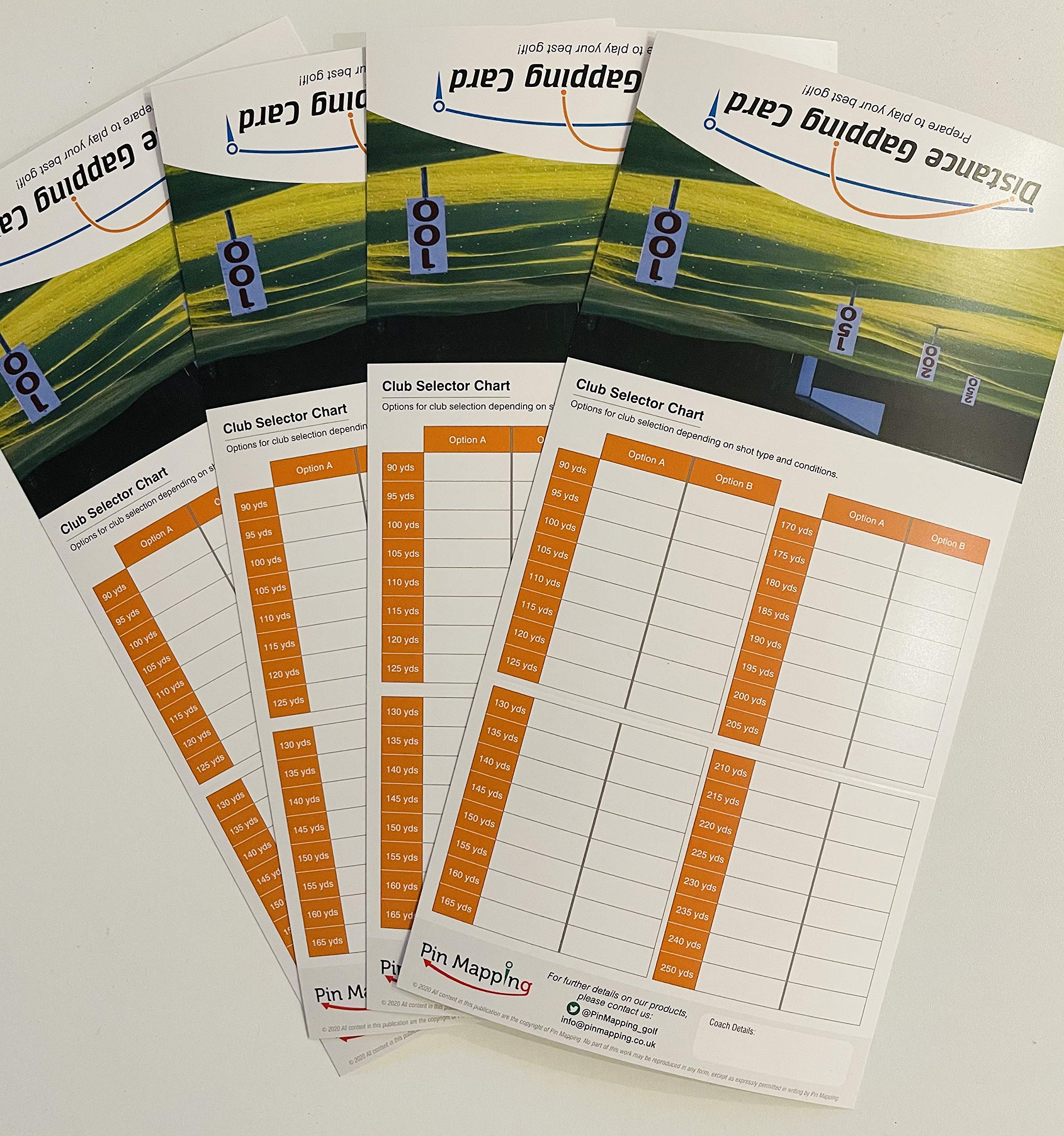 Pin Mapping Golf Distance Gapping Card Pack of 6