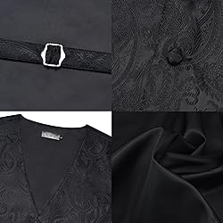 GUSLESON Black Mens Vest Tie and Bow Tie Set Formal