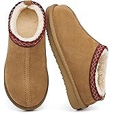 INMINPIN Women's Genuine Suede Slippers Fuzzy Warm House Mini Boots Slip On Memory Foam Fluffy Winter Shoes for Indoor and Outdoor