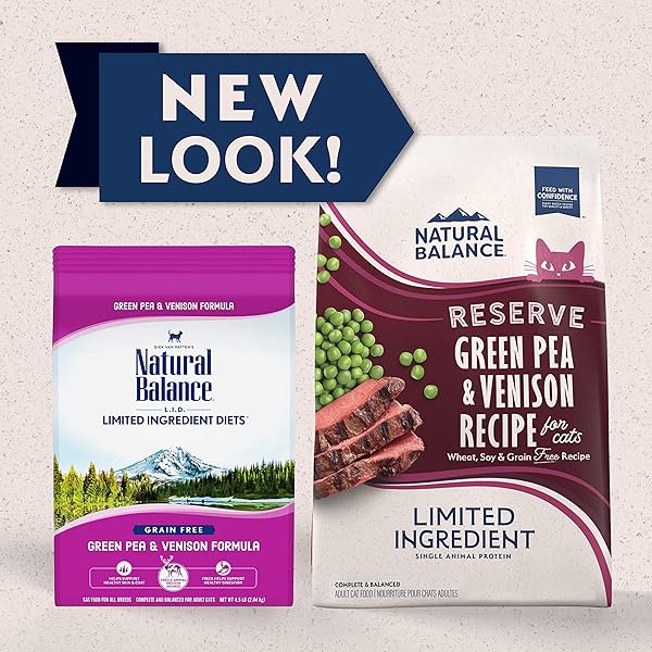 NATURAL BALANCE LIMITED INGREDIENT ADULT GRAIN FREE DRY CAT FOOD, RESERVE GREEN PEA & VENISON RECIPE, 4 POUND (PACK OF 1)