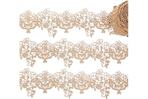 AIETSYEI Gold Lace Trim 4.8 Yards Gold Lace Ribbon Metallic Crafts Lace Floral Embroidery Trim for Home Decoration Garments Accessories