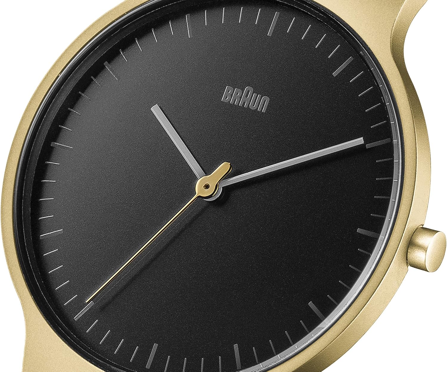 Braun Gents BN0211 Classic Slim Watch with Black Dial and Gold Mesh Bracelet - Image 4