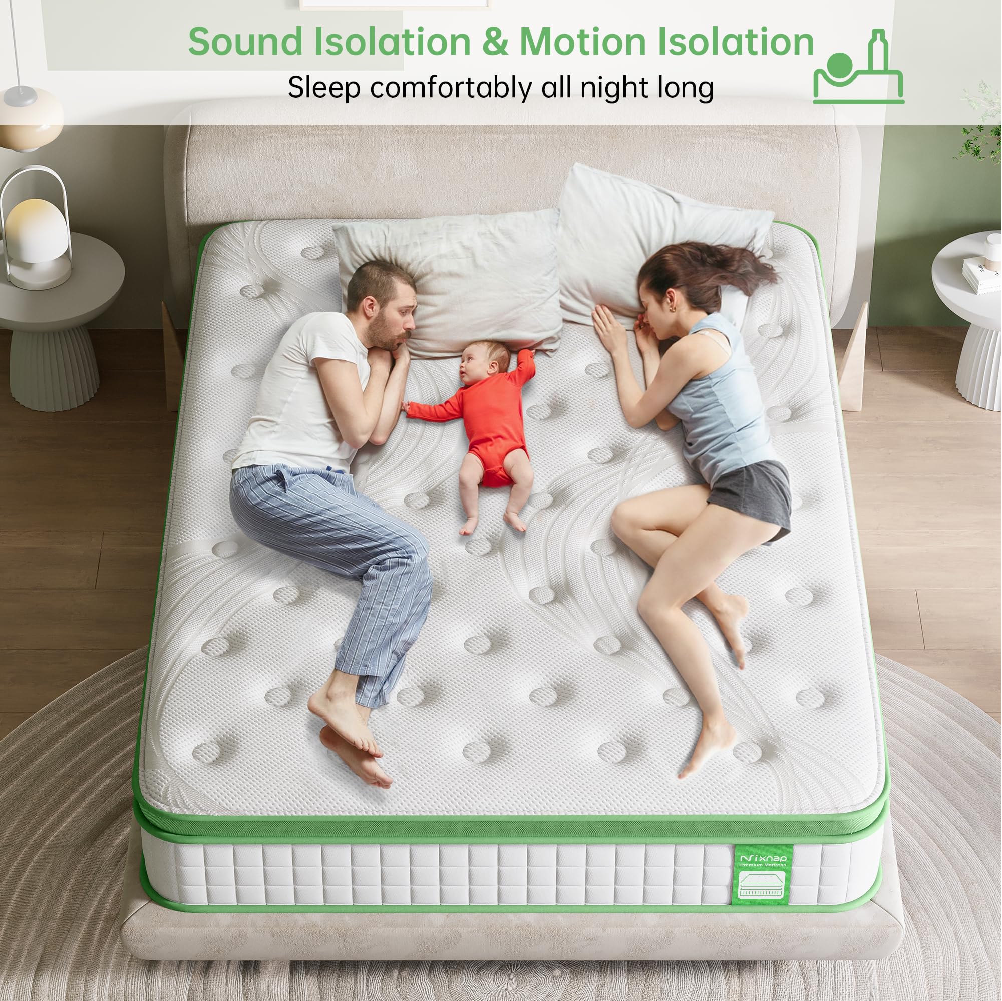 NIXNAP Double Size Mattress, 10 Inch Hybrid Mattress with Gel Memory Foam & Individually Pocket Spring, 9-Zone Orthopedic, Medium Firm for Pressure & Back Pain Relief, 135x190x25cm