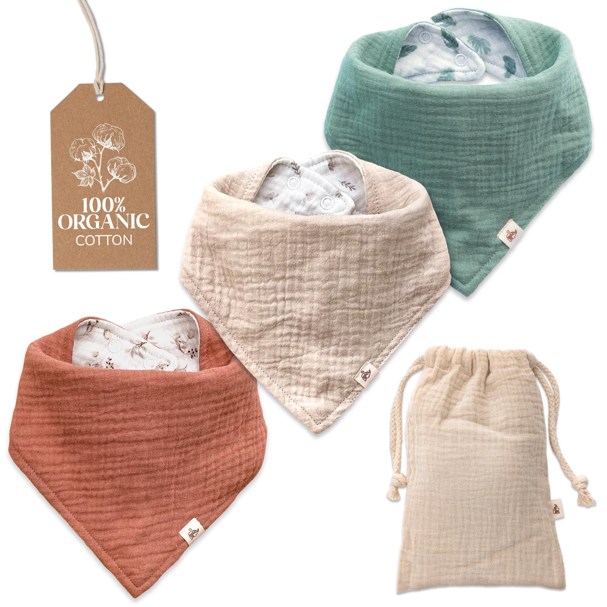 Mikito Muslin Cloths, Beige, red, green