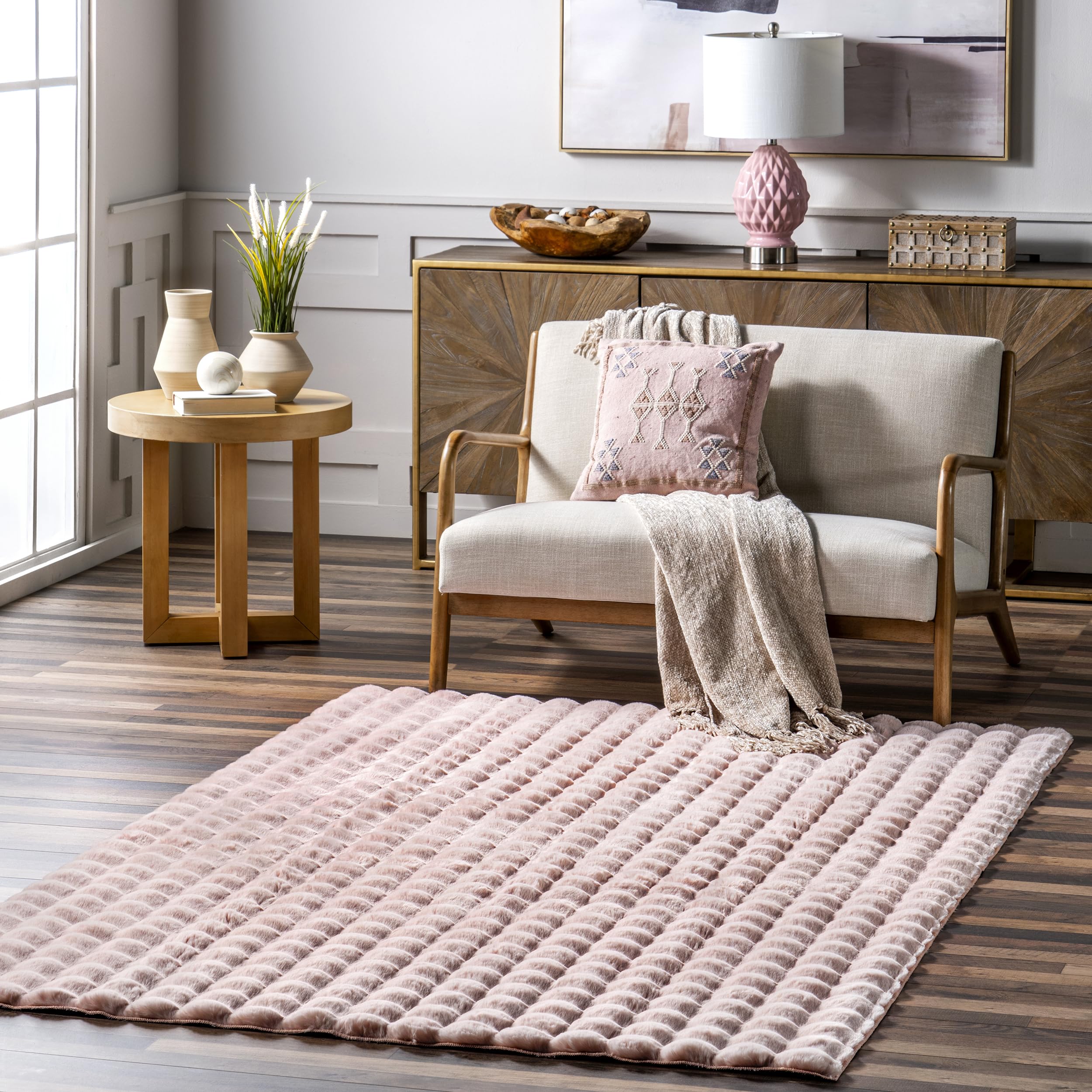nuLOOM 8′ x 10′ Cozy Plush SuperiorWash Area Rug, Machine Washable, Non-Slip, Soft Fluffy Shag Carpet for Living Room Bedroom Kids Room Nursery Home Decor, Jeni Blush