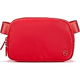 Pander Two Way Zipper Fanny Pack Nylon Everywhere Belt Bag for Women, Water Repellent Waist Packs, Crossbody Bags with Adjustable Strap (Red).