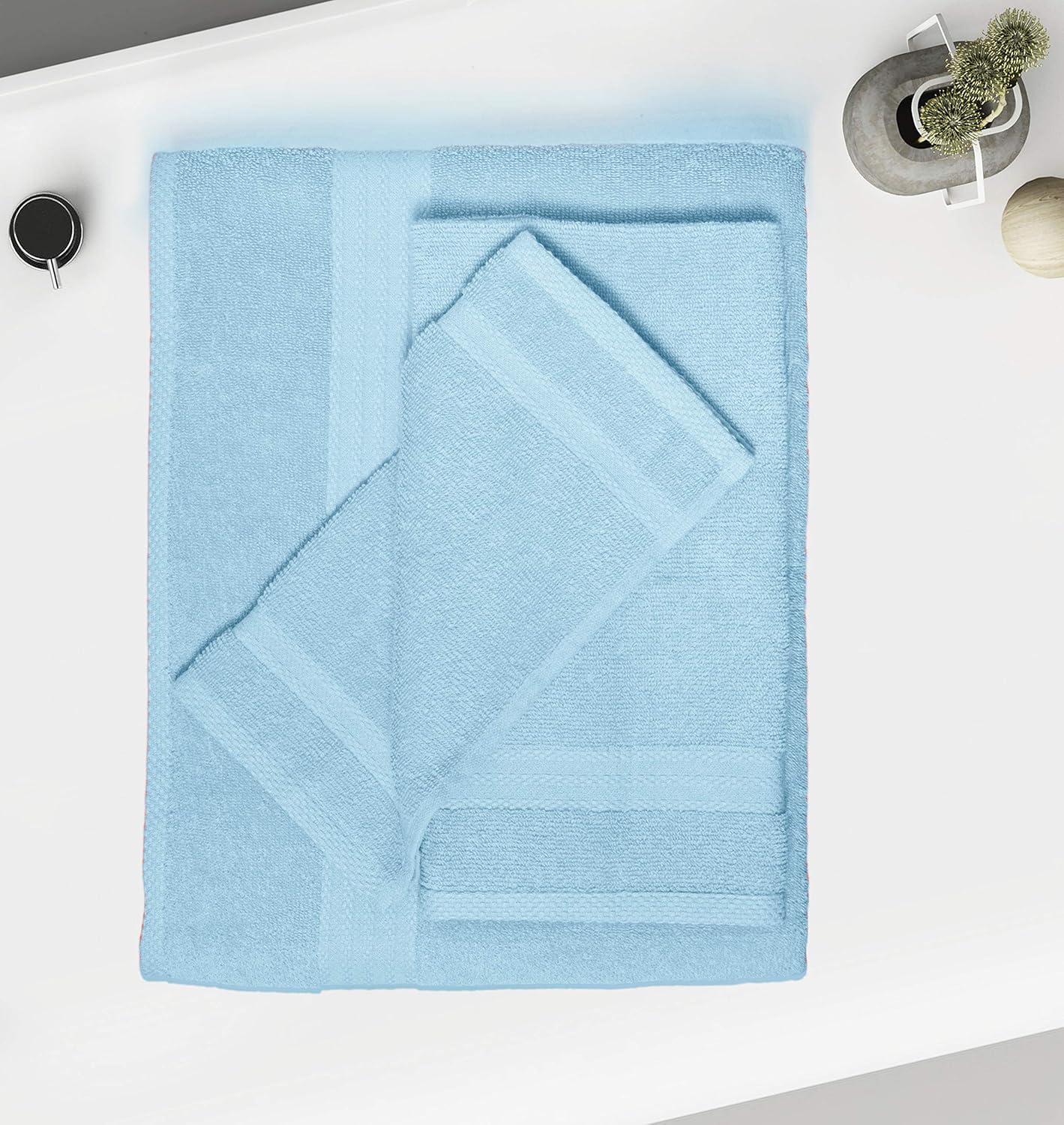 GLAMBURG Ultra Soft 8-Piece Towel Set - 100% Pure Ringspun Cotton, Contains 2 Oversized Bath Towels 27x54, 2 Hand Towels 16x28, 4 Wash Cloths 13x13 - Ideal for Everyday use, Hotel & Spa - Black: Home & Kitchen