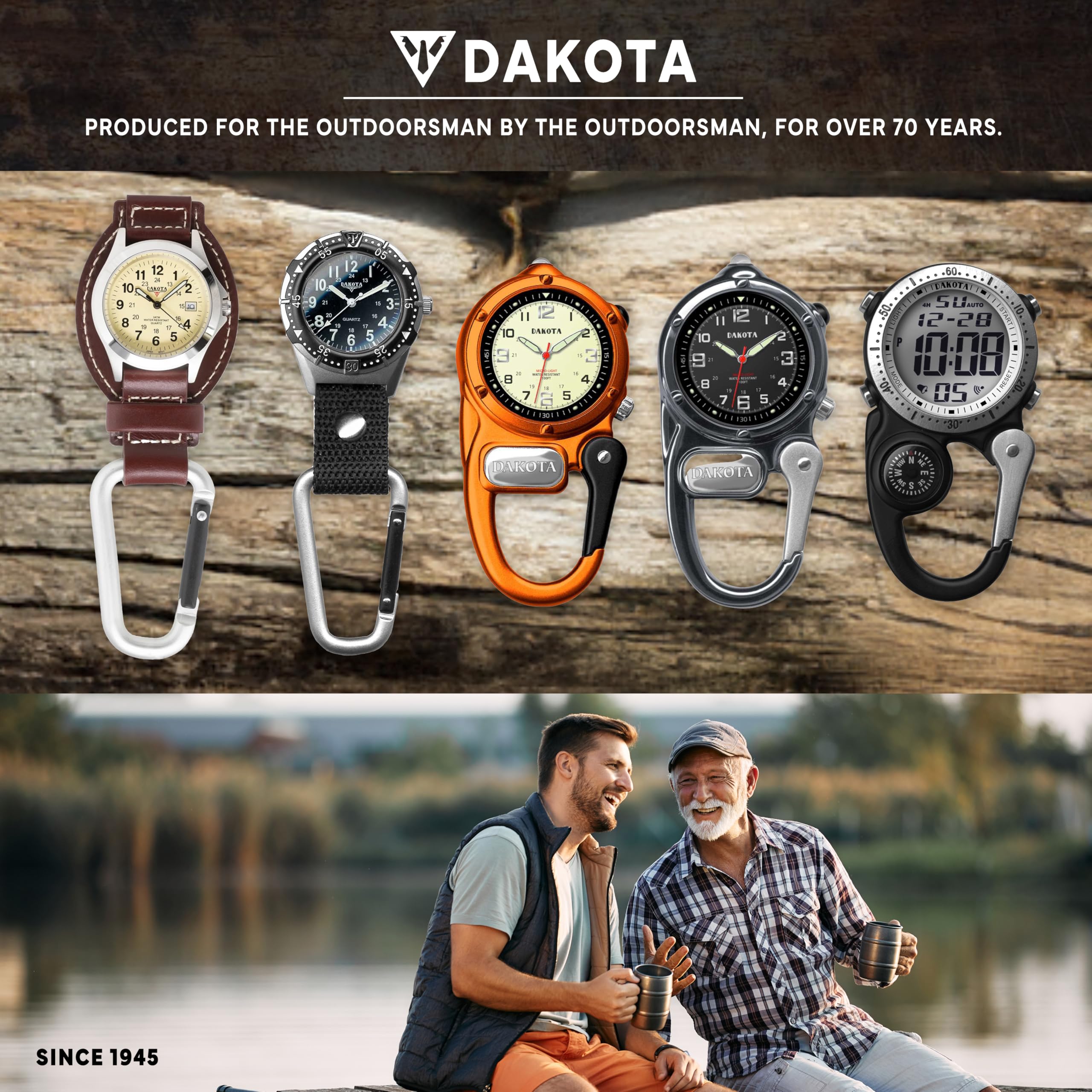 Dakota Digital Clip, Alarm, Stopwatch, Timer and Dual Time, Quality Pocket and Fob Watch, Premium Durability Outdoor Gifts for Men, Tactical Digital Clip on Watch
