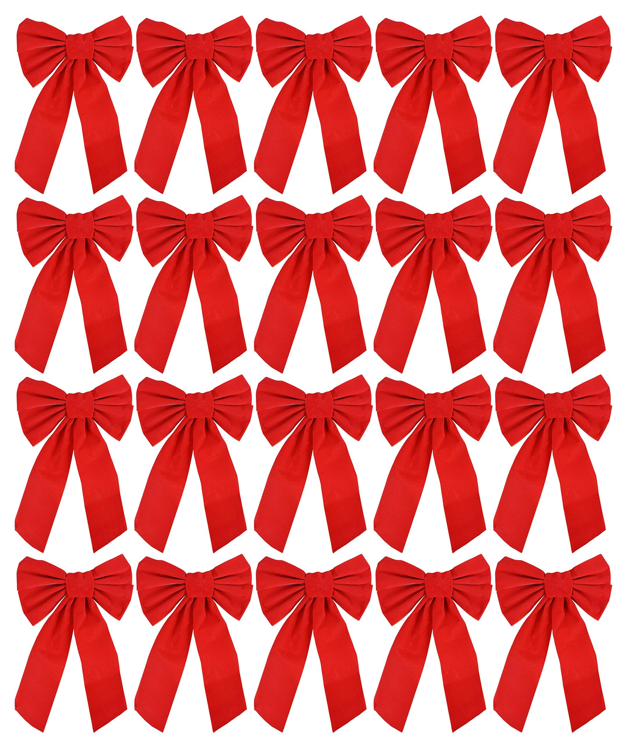 Photo 1 of 20-Pack Red Velvet Bows - 9x16 Inch Large Decorative Bows for Holiday Decor, Wreaths, Gifts, and More - Festive Christmas Decorations