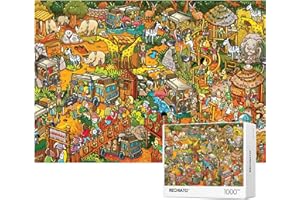 RECHIATO Jigsaw Puzzles for Adults, 1000 Pieces Animal Paradise Puzzle, Cartoon Painting Challenging Puzzles for Family Activity Game Nights Gifts Fidget Stress Relief