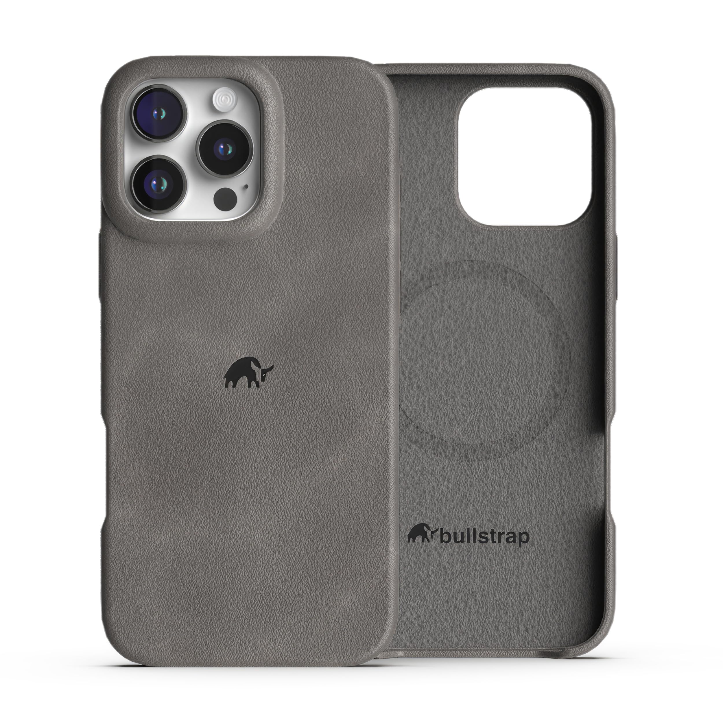 Bullstrap Minimalist Open Bottom Handcrafted Leather Case for iPhone 13 Pro | MagSafe Compatible Premium Full-Grain iPhone 13 Pro Leather Case w/Beautiful & Unique Patina | Slate