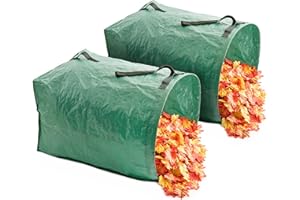 MEKKAPRO Big Gulp Leaf Bags, 2-Pack Lawn Bags with Reinforced Handles, 53 Gallon, Reusable Yard Waste, Garden Waste Bag, Garden Bag for Debris, Lawn Leaf Collector