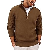 PJ PAUL JONES Men Quarter Zip Pullover Sweaters Lightweight Knit Dress Sweater for Glof Work Casual