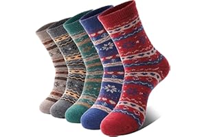 EBMORE Womens Merino Wool Socks for Winter Thermal Warm Hiking Thick Cozy Ladies Cabin Crew Socks 5 Pack