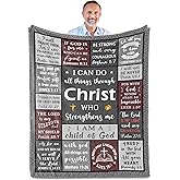 Fouca Christian/Catholic/Religious Gifts for Men, I Can Do All Things Through Christ Blanket 60" X 50", Inspirational/Encouragement/Spiritual Gifts for Men, Mens Christian Gifts