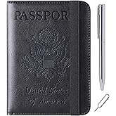 Passport Holder Cover Wallet Travel Essentials Leather Rfid Blocking Case Vacation Luggage Must Haves Travel Accessories for Men Women (116#Black)