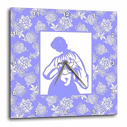 3dRose DPP_220324_3 Woman Carrying Baby in White Panel Over Flowery Background-Wall Clock, 15 by 15