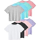 Taiyin 8 Pack Women's Gym Crop Top Workout Short Sleeve Shirts Crew Neck Stretch Athletic Tee Summer Classic 2026