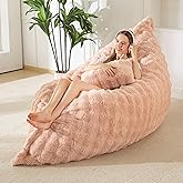 MAXYOYO Giant Bean Bag Chair with Pillow, 3 in 1 Convertible Bean Bag Chair for Adults with Removable Cover, Floor Cushion Stuffed Floor Lounger for Living Room Bedroom, Bubble Pink